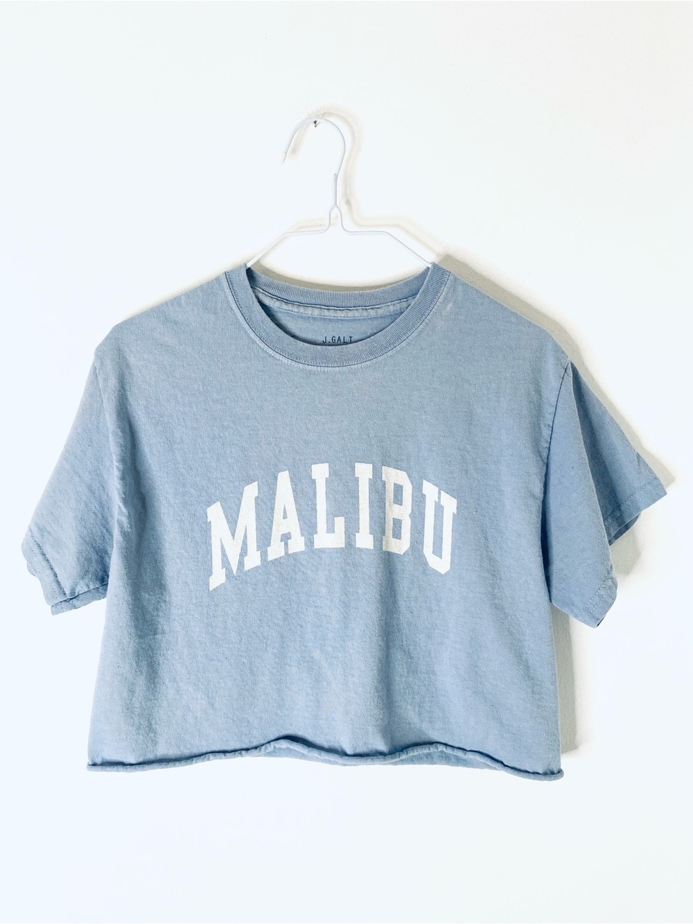 J. Galt Malibu Brandy Melville Blue Cropped Graphic Tee Y2K USA Cotton